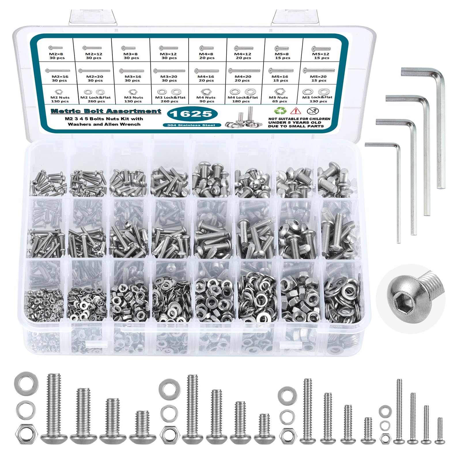 1600 Pcs Metric Screw Assortment Kit - Stainless Steel -11 1600 Pcs Metric Screw Assortment Kit - Stainless Steel -11