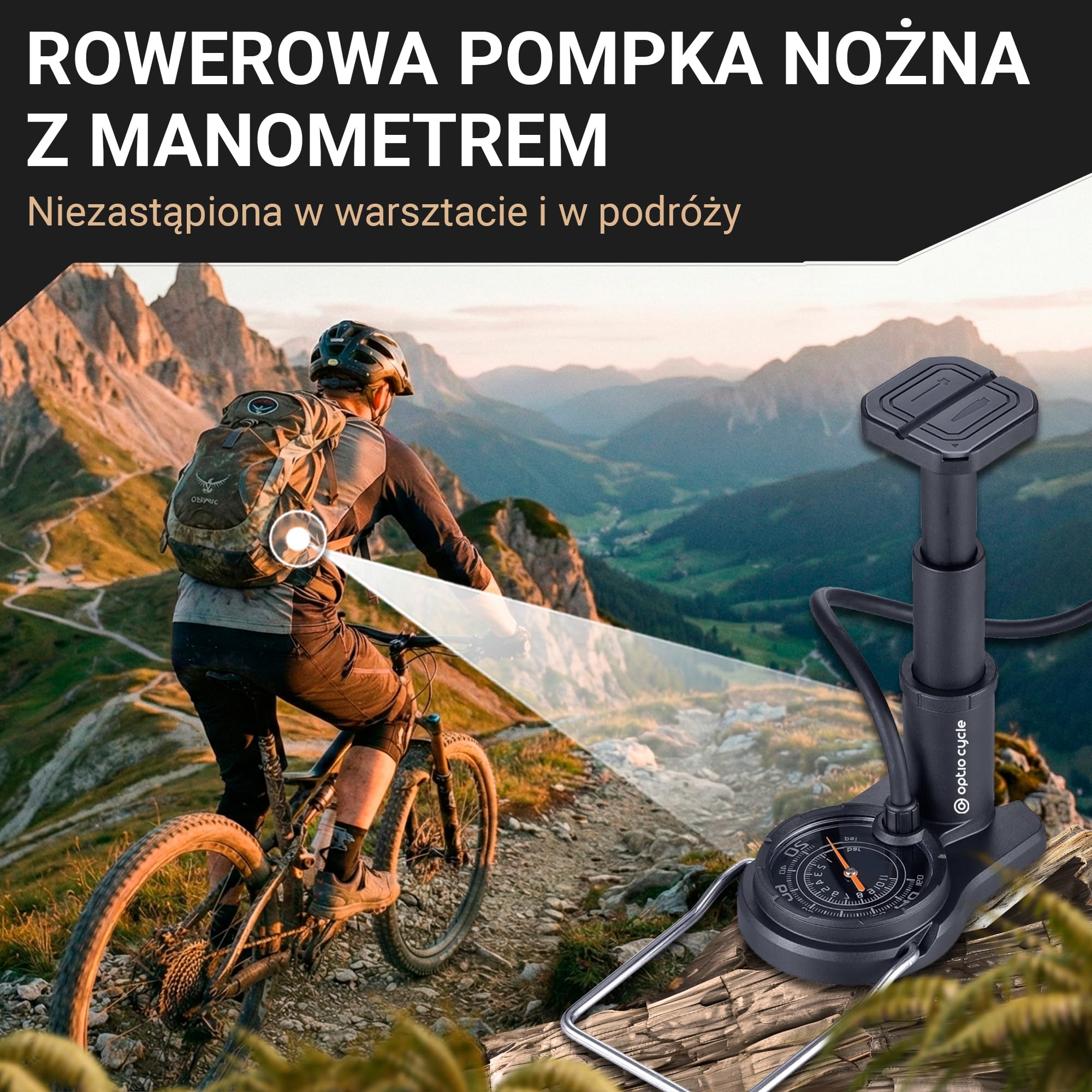 Pompka Nożna do Roweru 160 PSI / 11 Bar z Manometrem – Pompka Podłogowa na Wszystkie Zawory Presta, Schrader, Dunlop