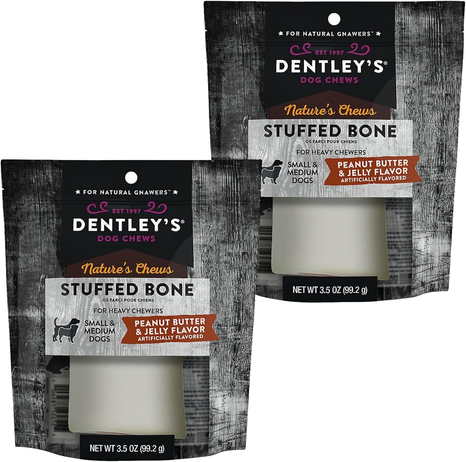 Dentley's 2 pk.Medium Filled Femur Bone Dog Chew Filled