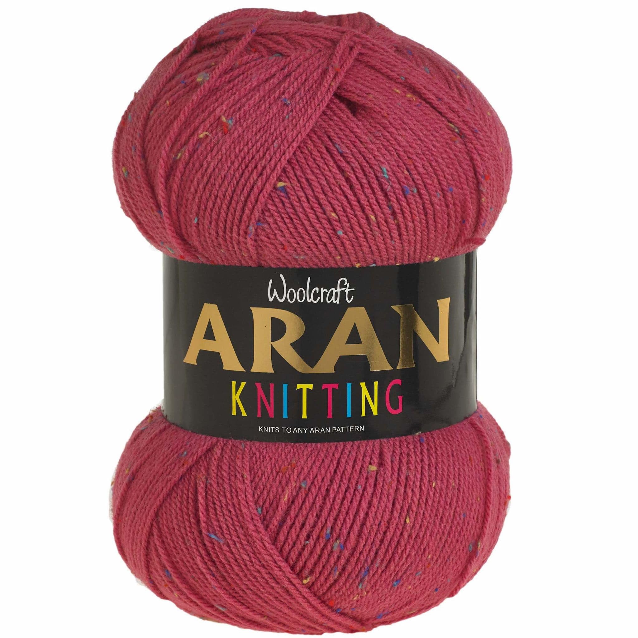 WoolCraft Aran with Wool 400g Knitting & Crochet Yarn, Great Value Acrylic with 25% Wool Yarn, Choose from 43 Shades, 800 Metres, 400g Balls, Pack of 3, Raspberry Tweed