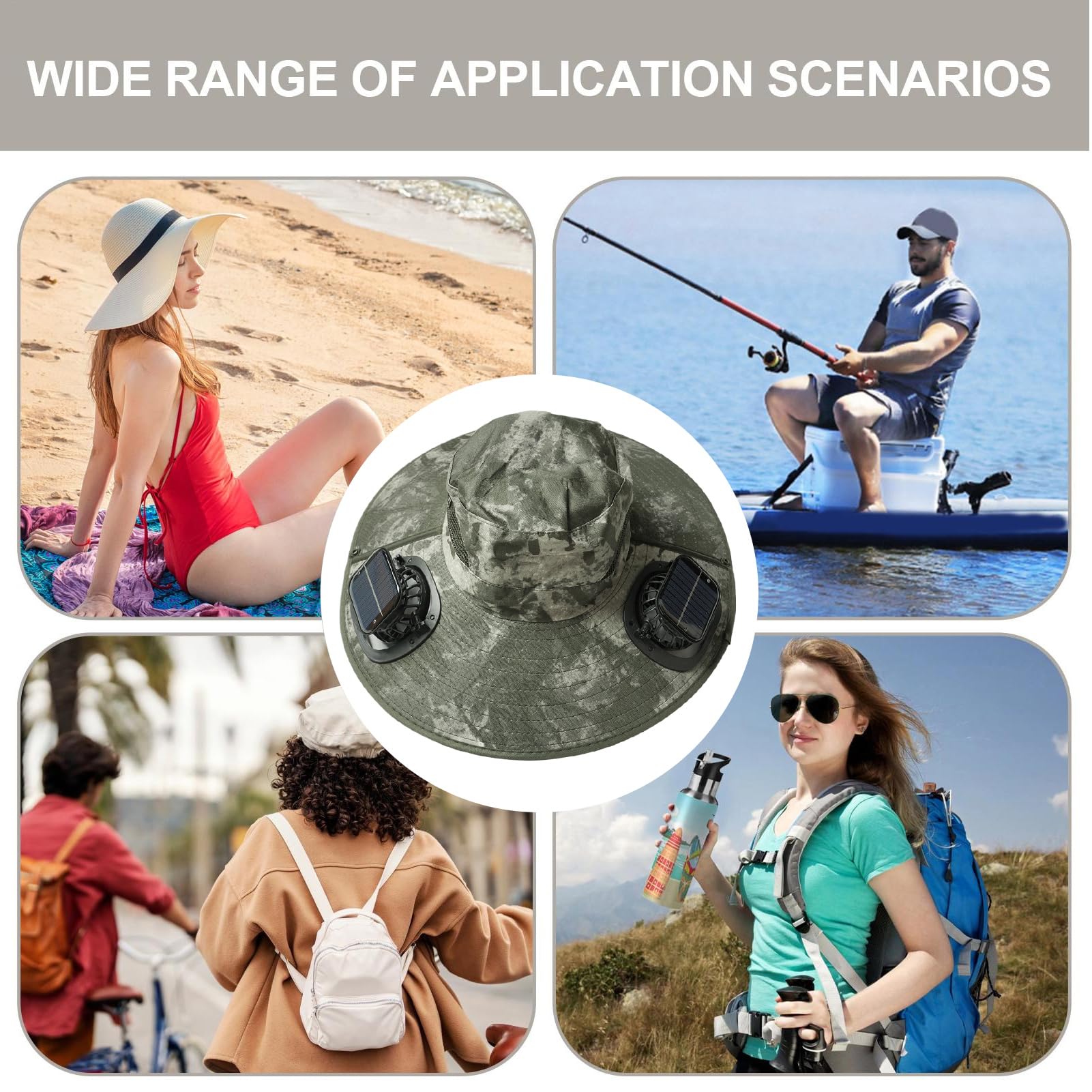 Sombrero Con Ventilador Gorra Ligera De Protección Personal | Sombrero De Ala Ancha Con Ventilador Solar Gorras Ligeras De Protección Playa Camping Senderismo Jardinería Golf Aire Libre