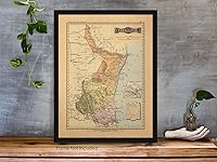 Vista 2 de Antiguos Maps Estado Libre y Soberano de Tamaulipas del Atlas Mexicano circa 1884 Póster decorativo vintage para pared, 24 x 30 pulgadas