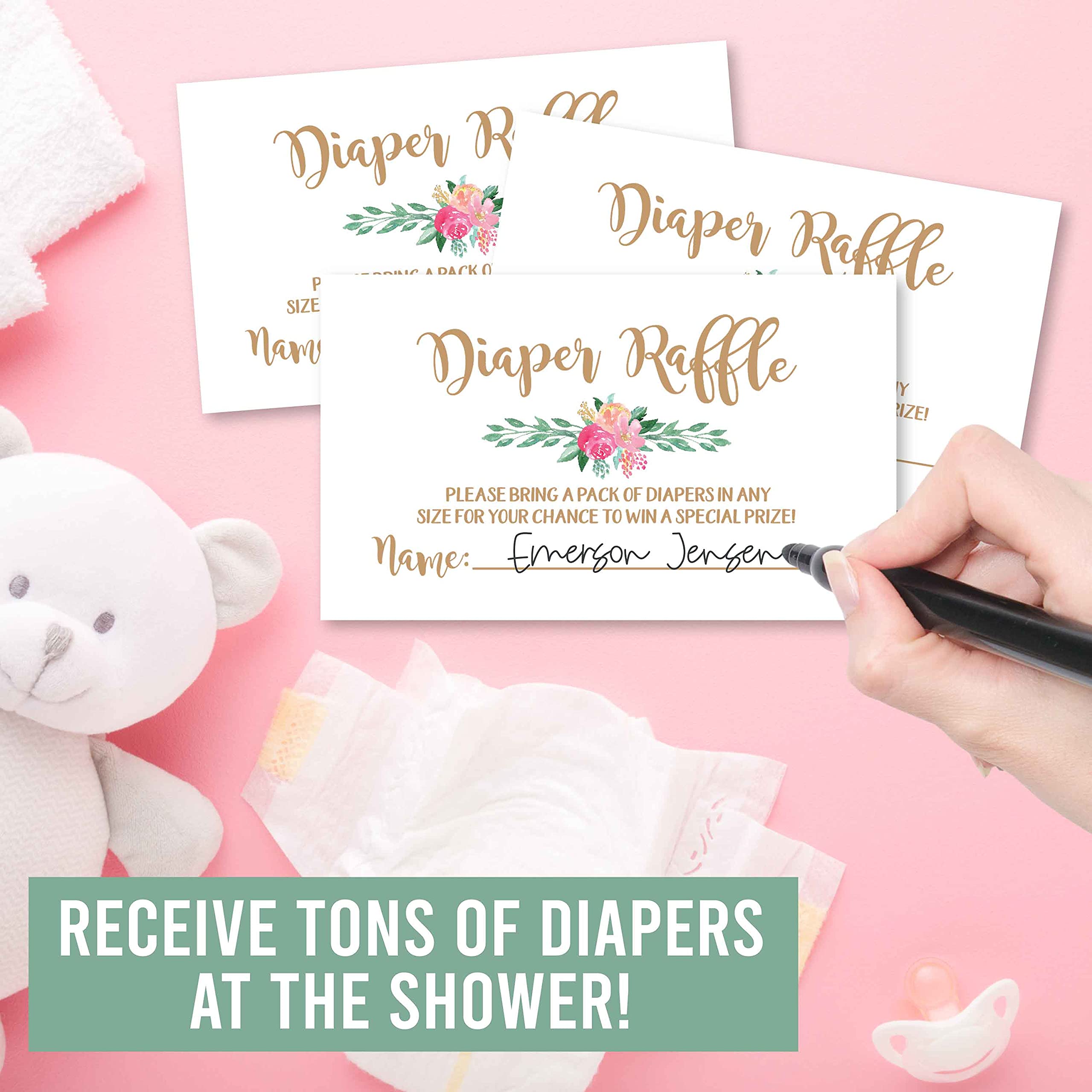 Amazon.com: 25 Baby Shower Diaper Raffle Tickets For Baby Shower Girl -  Floral Baby Shower Games For Girls, Diaper Raffle Cards, Baby Raffle  Tickets, Baby Shower Invitation Inserts, Baby Shower Ideas :