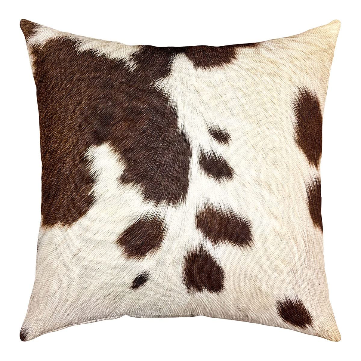 Richhome Multi 13 Cowhide Print Decorative Square Throw Pillow Cover Western Farm Animal Theme Pillow Cover Soft Polyester For Living Room Highland Cattle Vintage Home Decor Cushion Case Pillowcase 18X18 Inch