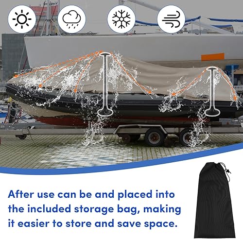 Vista 33 de Paquete de 2 postes de soporte para cubierta de barco, sistema de soporte de cubierta de barco de acero inoxidable con correa de cincha, extensión