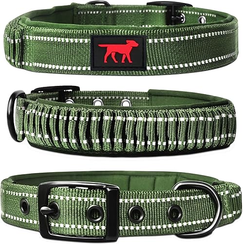 Miniatura 1 de Tuff Pupper  Collar resistente con asa para perro  Collar de nailon balístico resistente  Collar de perro reflectante acolchado con accesorios de