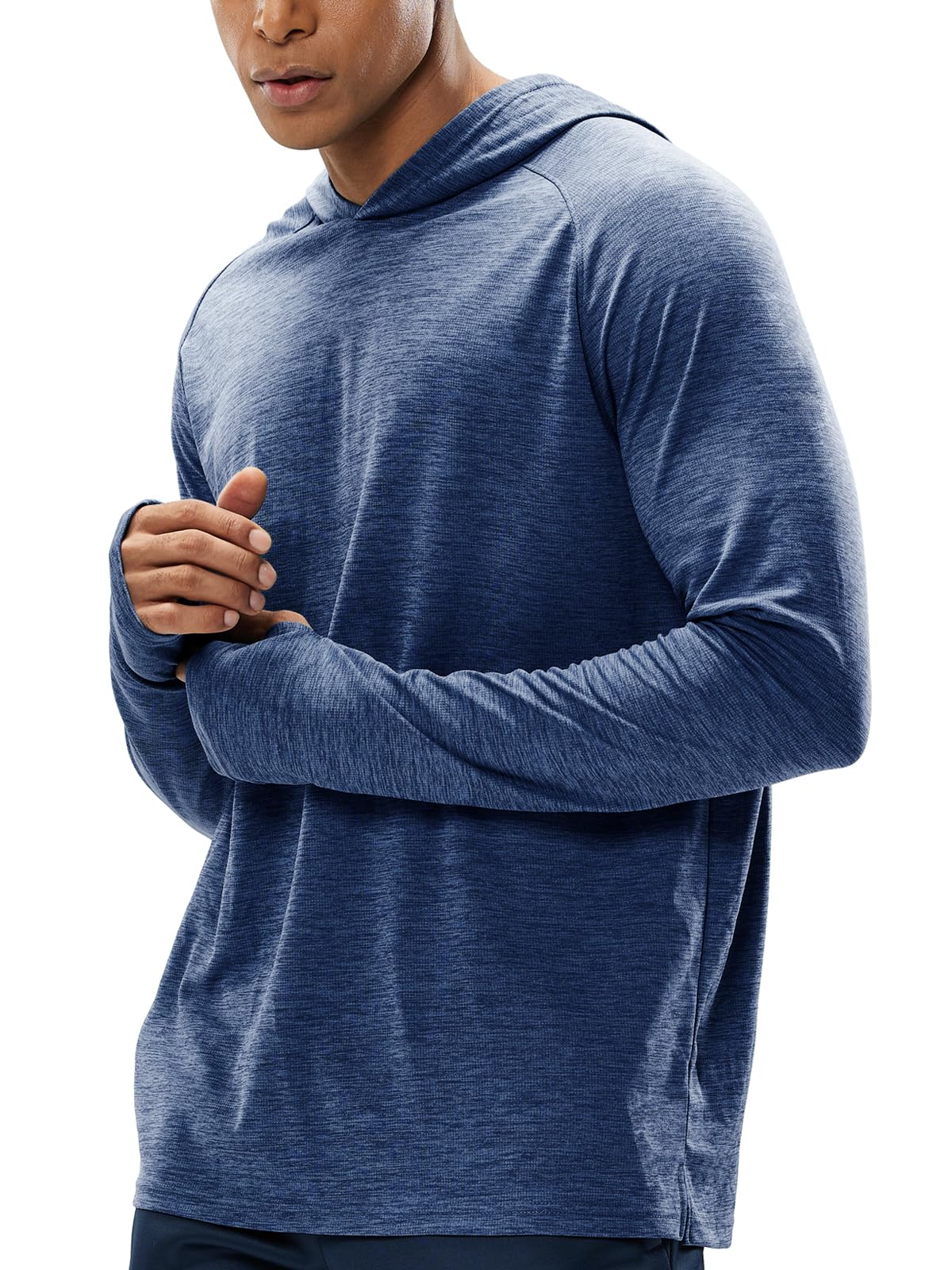 MIER Men's UPF 50+ Sun Protection Hoodie Long Sleeve SPF Fishing Hiking Running Thumbhole Shirts Hooded Quick Dry Lightweight