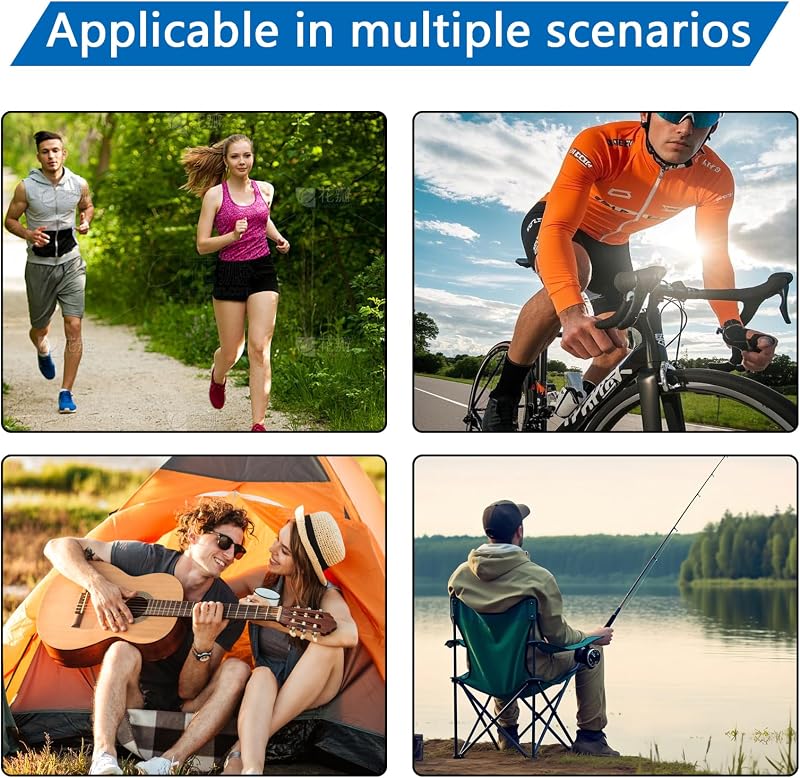 APOMOONS Geantă moto neagră impermeabilă de picior și de brâu, cu buzunare multiple, curea reglabilă, unisex, pentru outdoor, camping, drumeții, ciclism și alergare