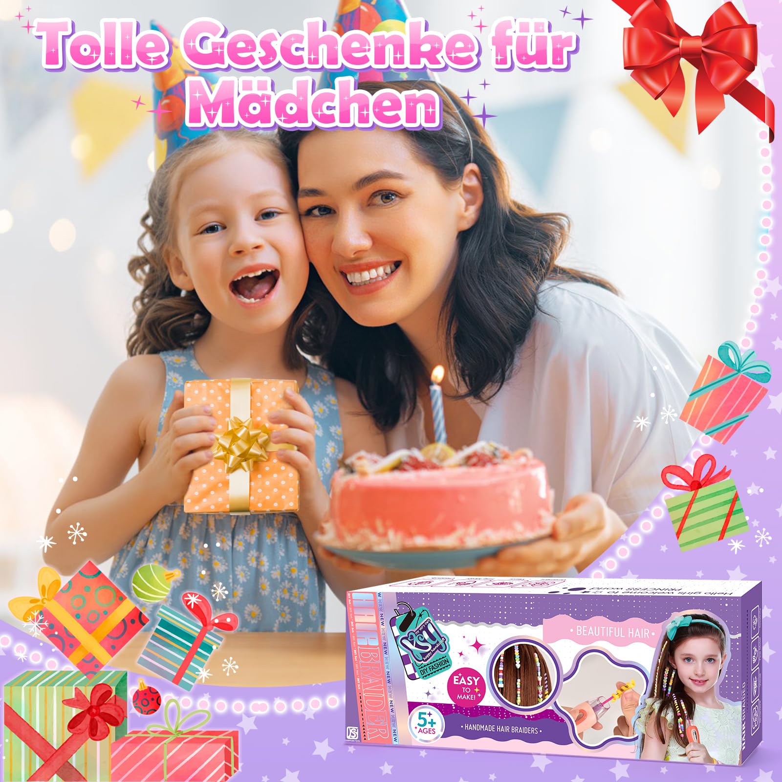 Haarschmuck Set Für Mädchen Ab 5 Jahre - DIY Flechtwerkzeug Mit Bunten Perlen