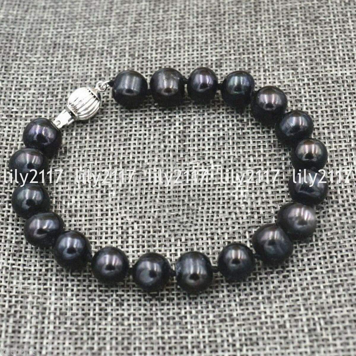 Bracelets Genuine 7-8/8-9/9-10mm Natural Black Freshwater Pearl Bracelet Bangle 7.5'' AAA - (Size:7-8mm)