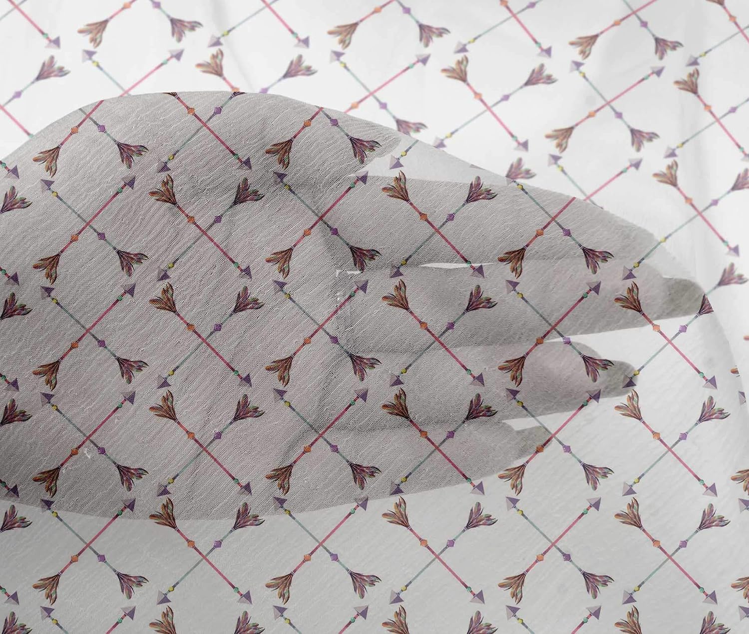 oneOone Viscose Chiffon White Fabric Feather Feather Sewing Fabric By The Yards Print DIY Clothing Sewing Supplies 42 -Inch Wide