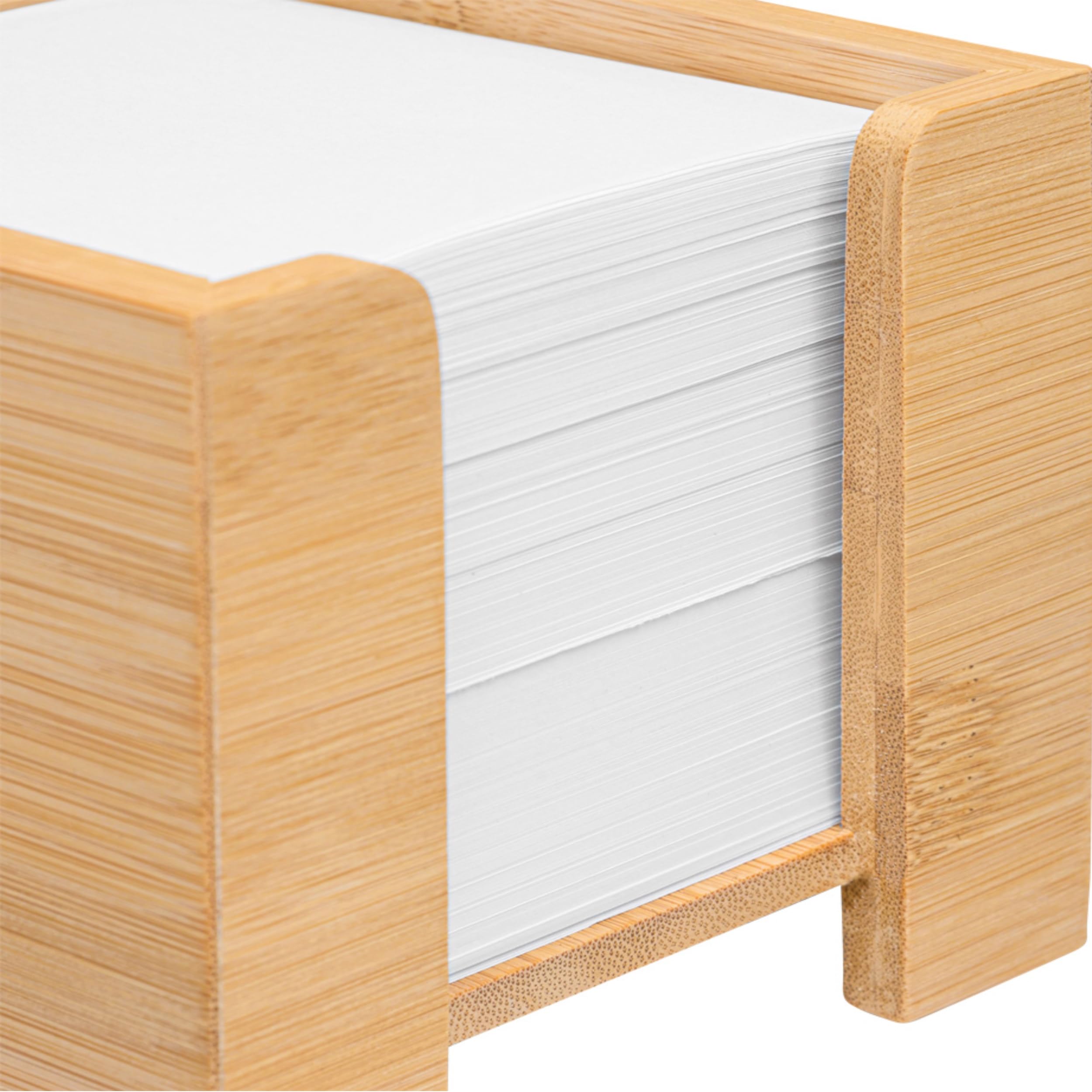 Lot de 2 boîtes à notes, en bambou, durable, 900 feuilles de papier sans bois 70 g/m², H x l x P : 11,5 x 11,5 x 10,7 cm, couleur naturelle
