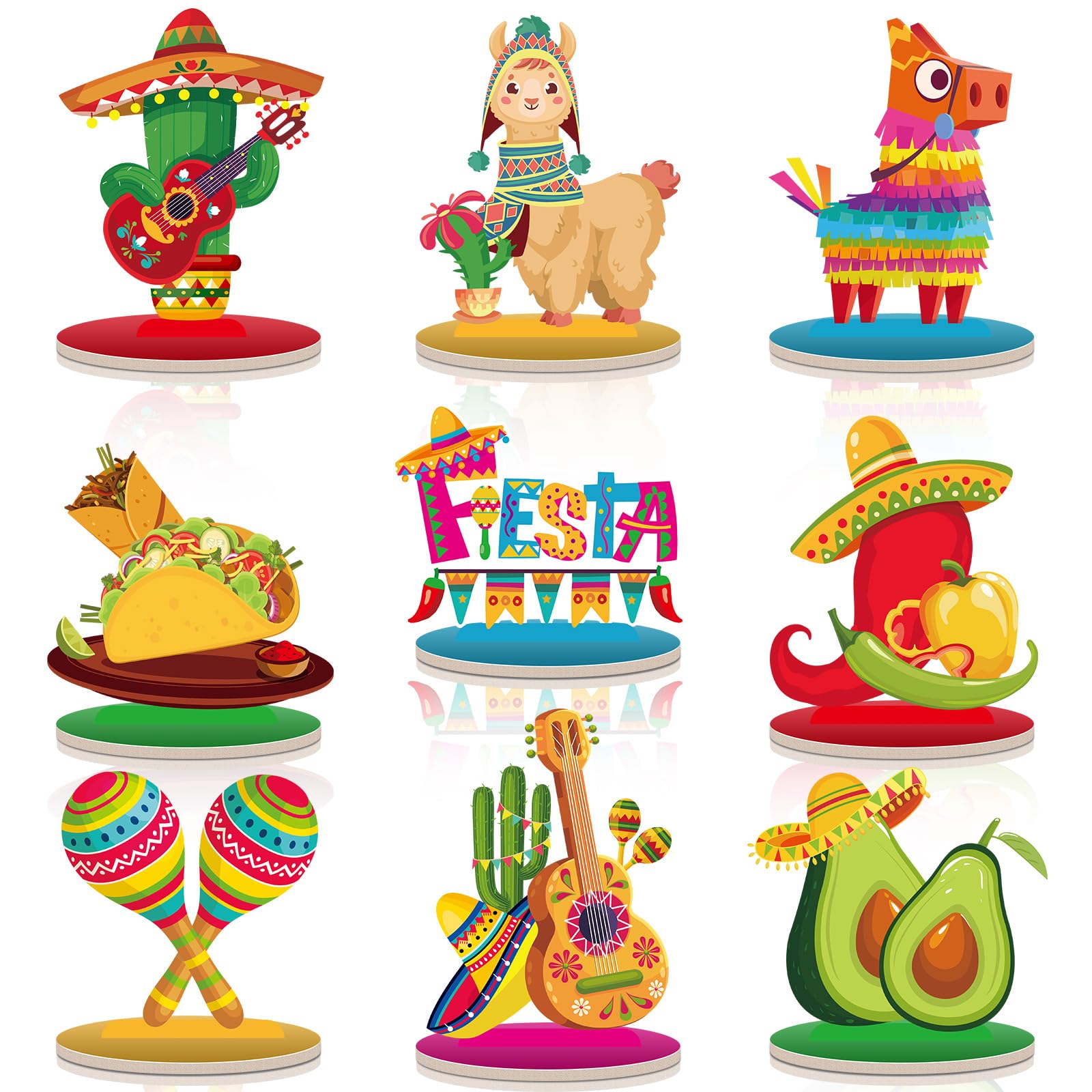 Centres de table mexicains Namalu : lot de 18 décorations de fête Fiesta Taco et Cinco De Mayo
