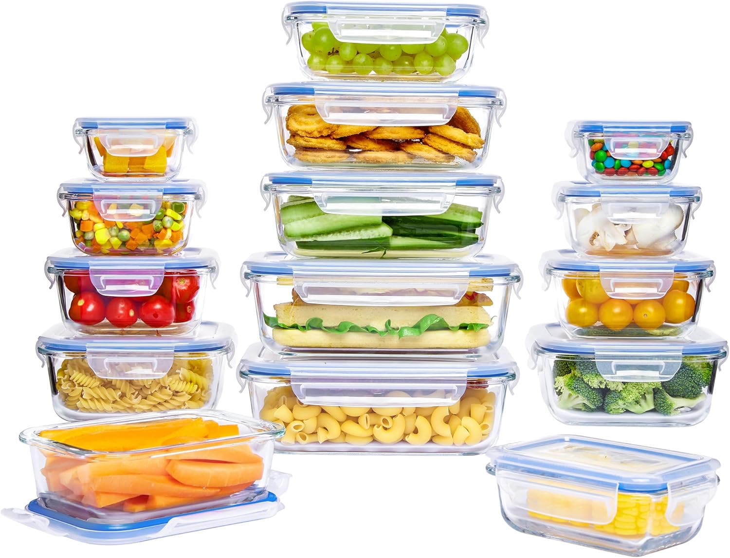 Vtopmart 15 Pack Glass Food Storage Containers with Lids
