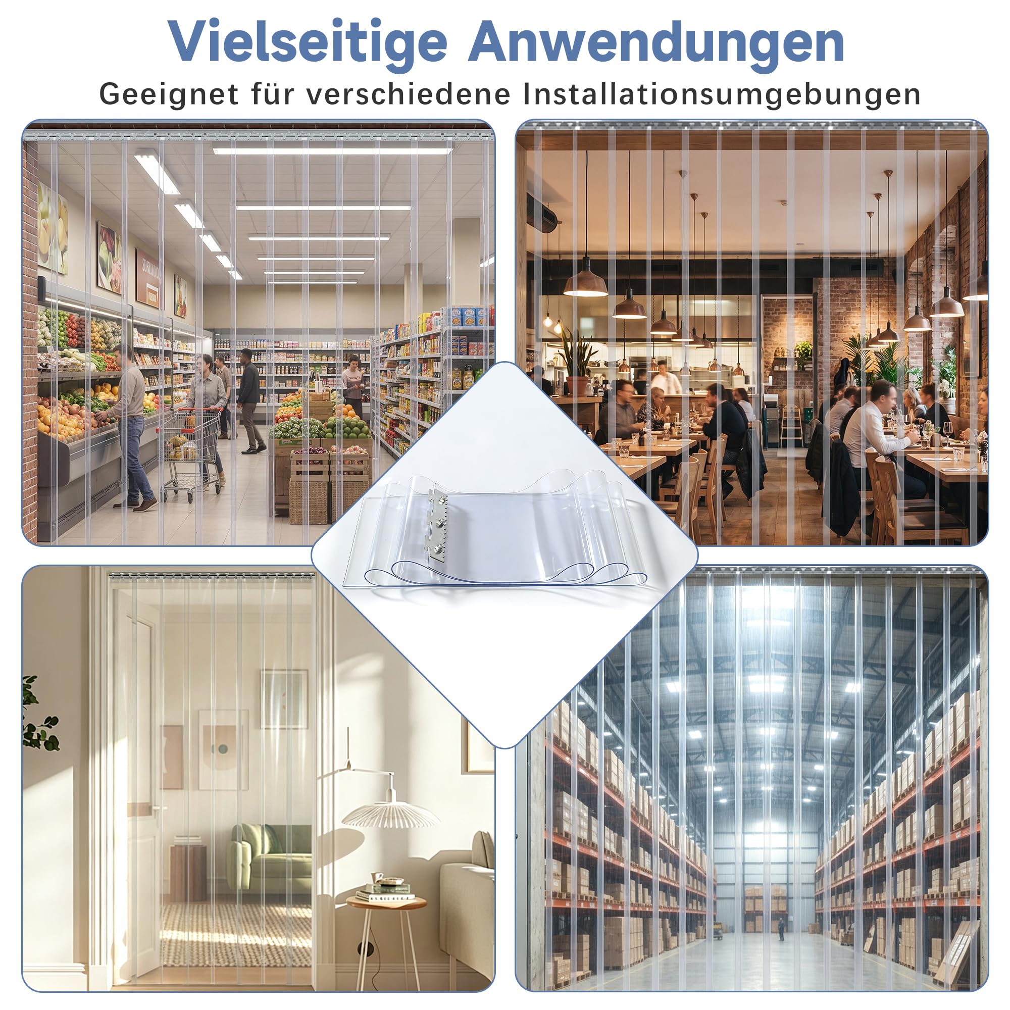 PVC Streifenvorhang Lamellenvorhang BxH 120 x 220cm Transparent