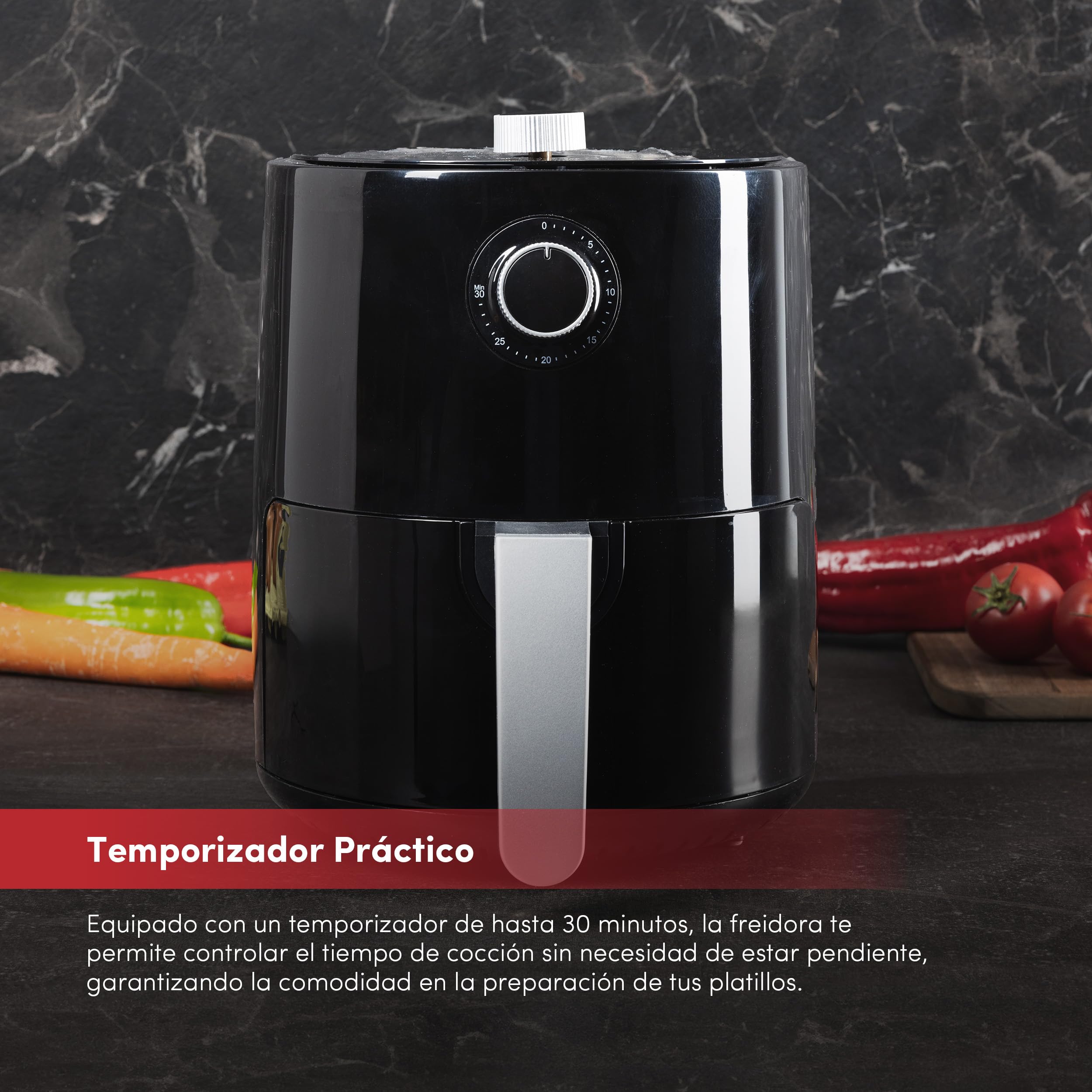 Z SwissHome PETIT - Friggitrice ad aria 2.5L 1200W - Temperatura 80-200°C - Timer 30 Min - Pentola rimovibile con teflon - Protezione contro il surriscaldamento - Impugnatura antiurto e antiscivolo