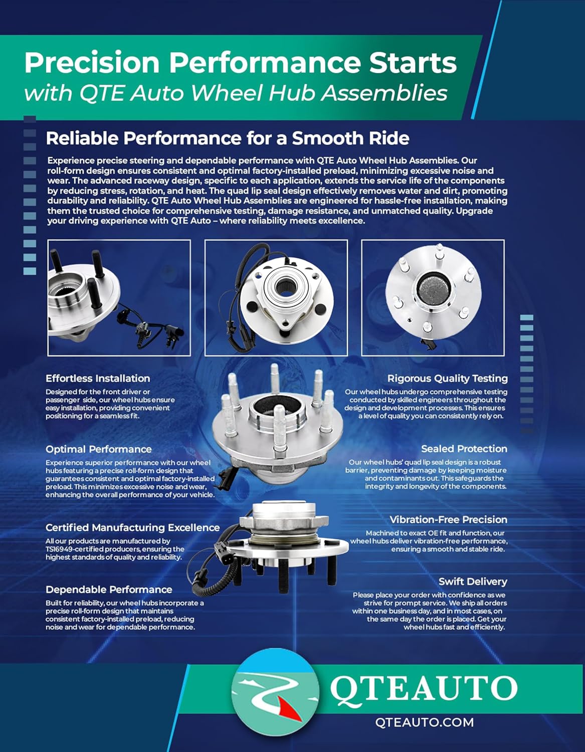PM Auto Rear Wheel Hub Bearings Assembly Replacement for 2014-2020 Honda Accord, Wheel Bearing Hubs Pair of 2 - Image 9