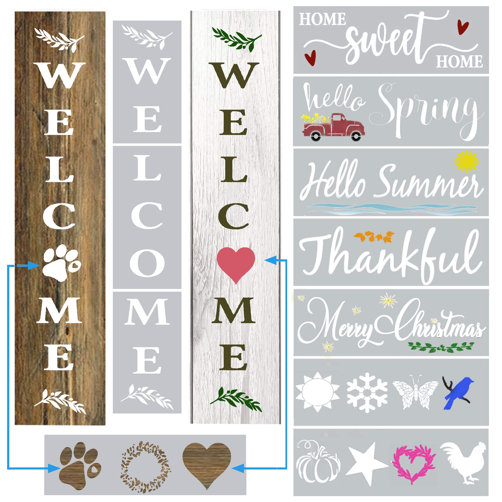 Large Stencils for Painting on Wood Reusable Vertical