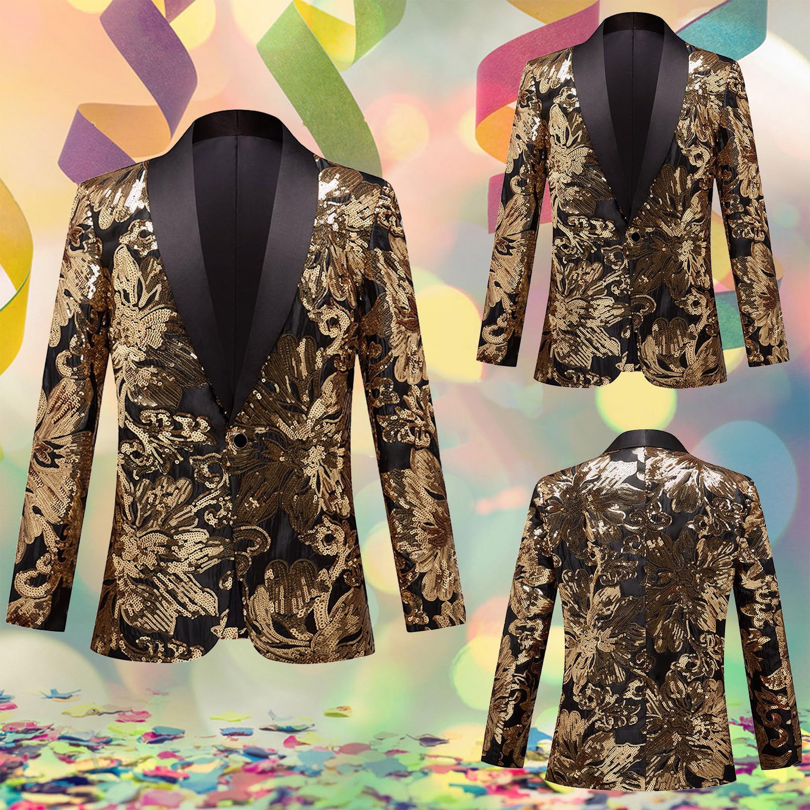 Chaqueta de traje de hombre otoño-invierno con lentejuelas con corte ajustado para un estilo casual y elegante