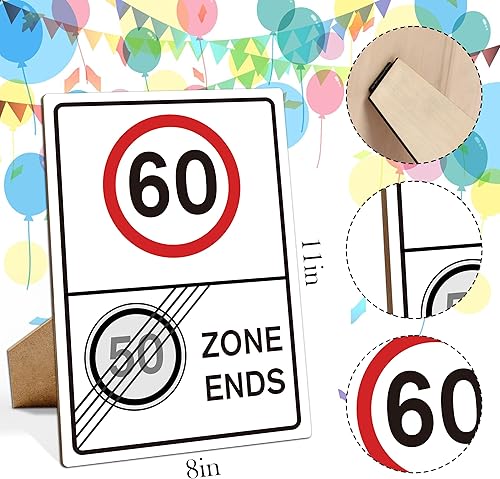 Miniatura 2 de Carro de carreras 60 cumpleaños decoraciones para hombres, letreros de tráfico, decoración de habitación, decoración de fiesta temática de coche,