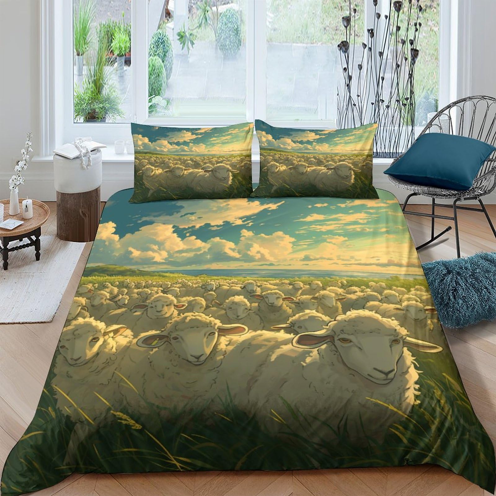 Housse de couette anti acarien et parure de lit microfibre king size douce