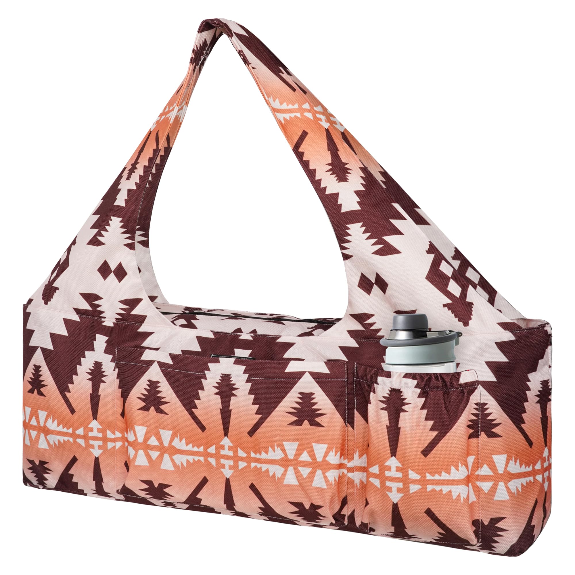 Yoga Mat Bag - Large Yoga Bag with Yoga Mat Strap, Zipper and Pockets - Yoga Bags and Carriers Fits All Your Stuff - Boho Camel Yoga Mat Bags for Women Fits Most Size Mats