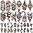 77 Sheets Temporary Tattoo for Women and Men, 17 Sheets Half Arm Chest Shoulder Fake Tattoos, 60 sheets Tiny for Adults Vintage Multi Colored Mixed Style Waterproof Realistic Tattoos Long-Lasting