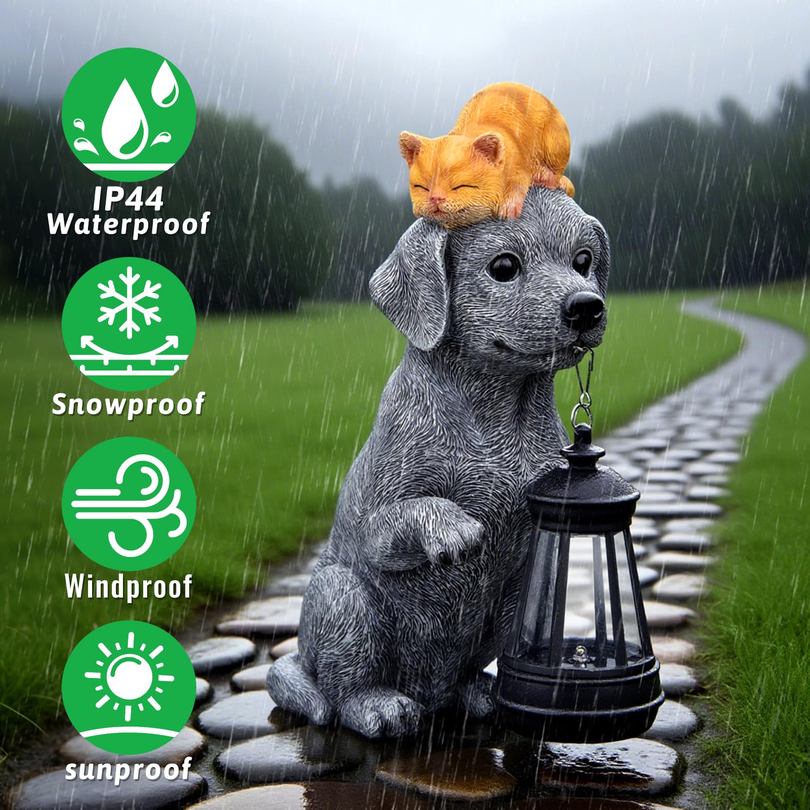 ILLUMINEW for Mom – Solar Dog Garden Statues with Lantern and