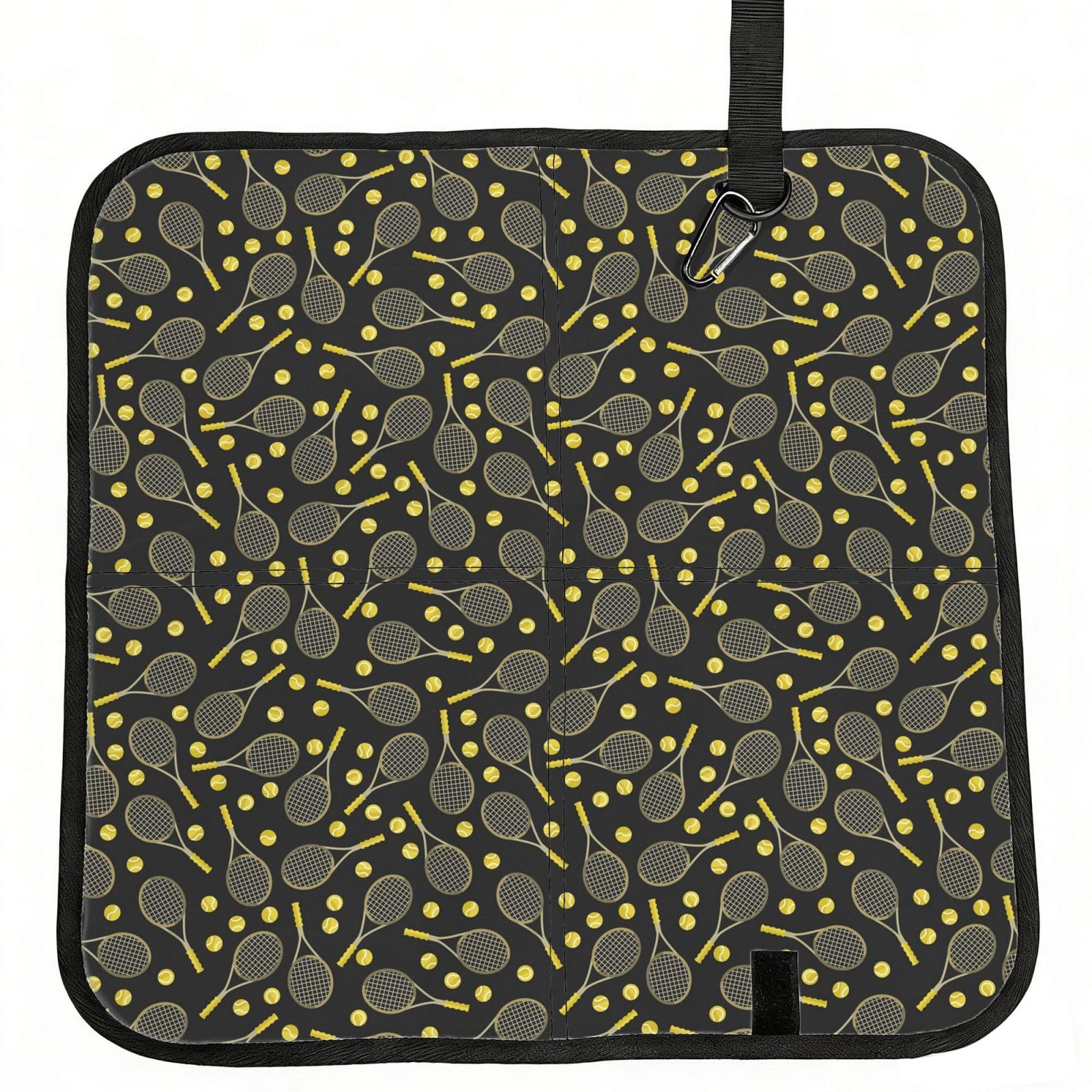 ERCgad Funny Tennis Racquets And Tennis Balls Print Foldable Seat Cushion Portable Chair Pad Lightweight Travel Outdoor Office Home