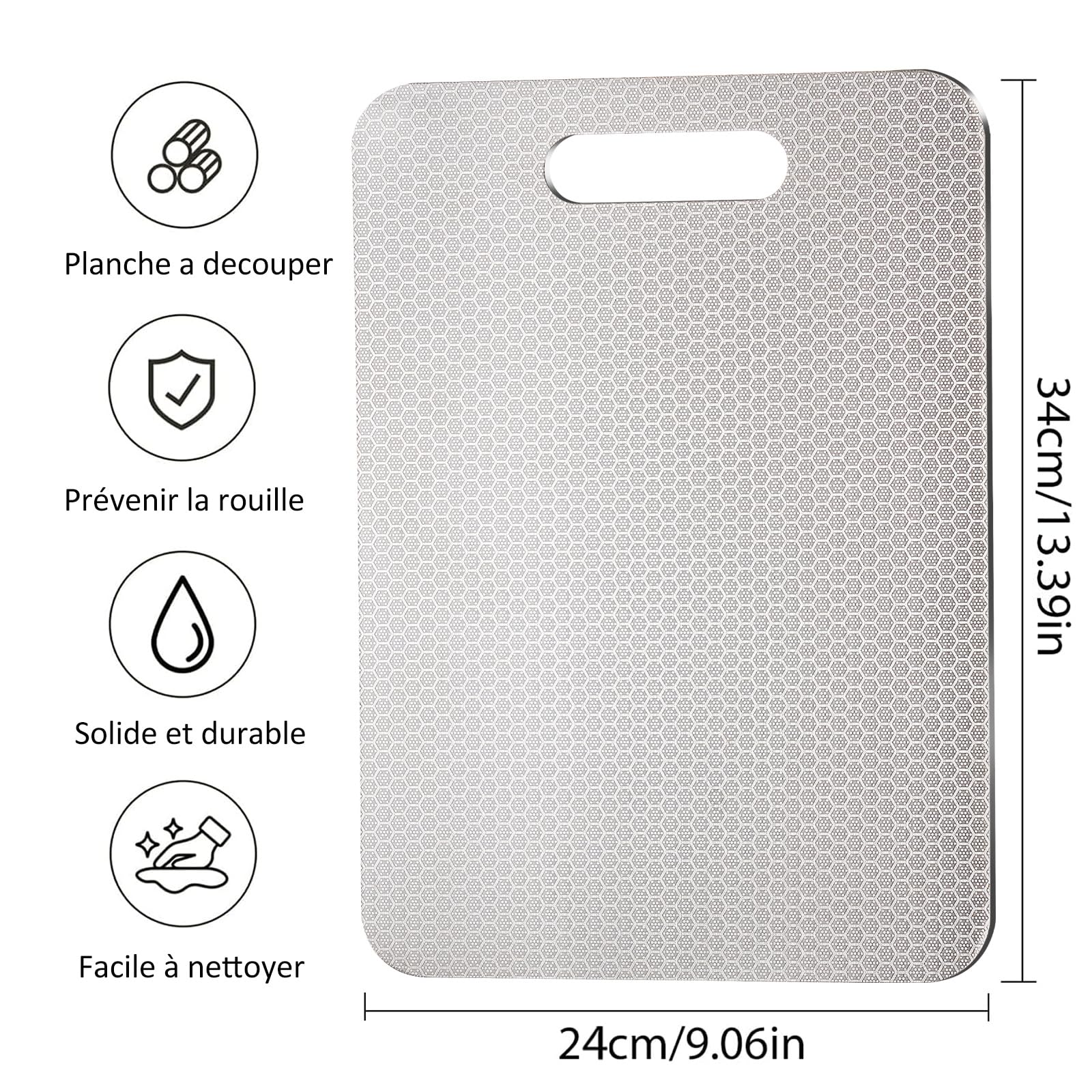 Planche à Découper en Titane, Nouvelle Version Résistante aux Rayures, Planche à Découper Double Face - Entièrement Sans BPA, Un Choix Hygiénique et Durable Pour une Cuisine Moderne, 34 * 24cm