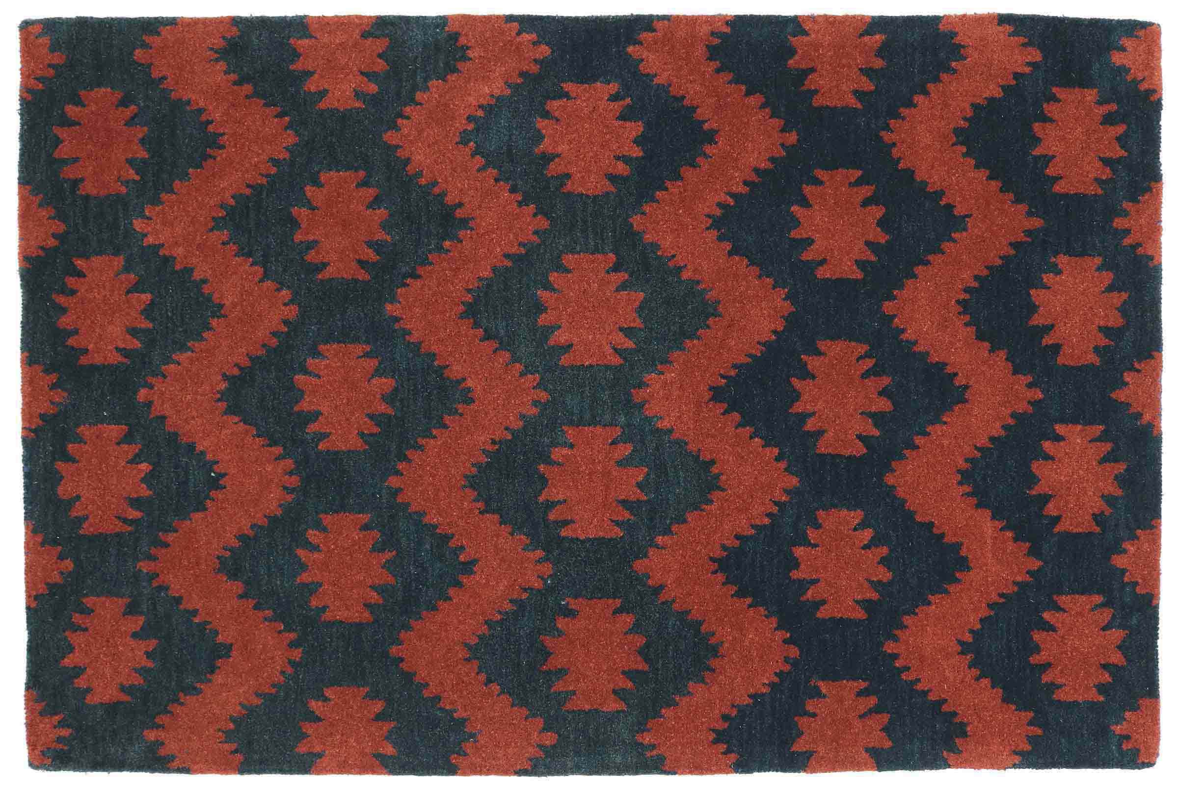 Tapis en laine fait main rouge 120 x 180 anti-glisse et durable pour couloir