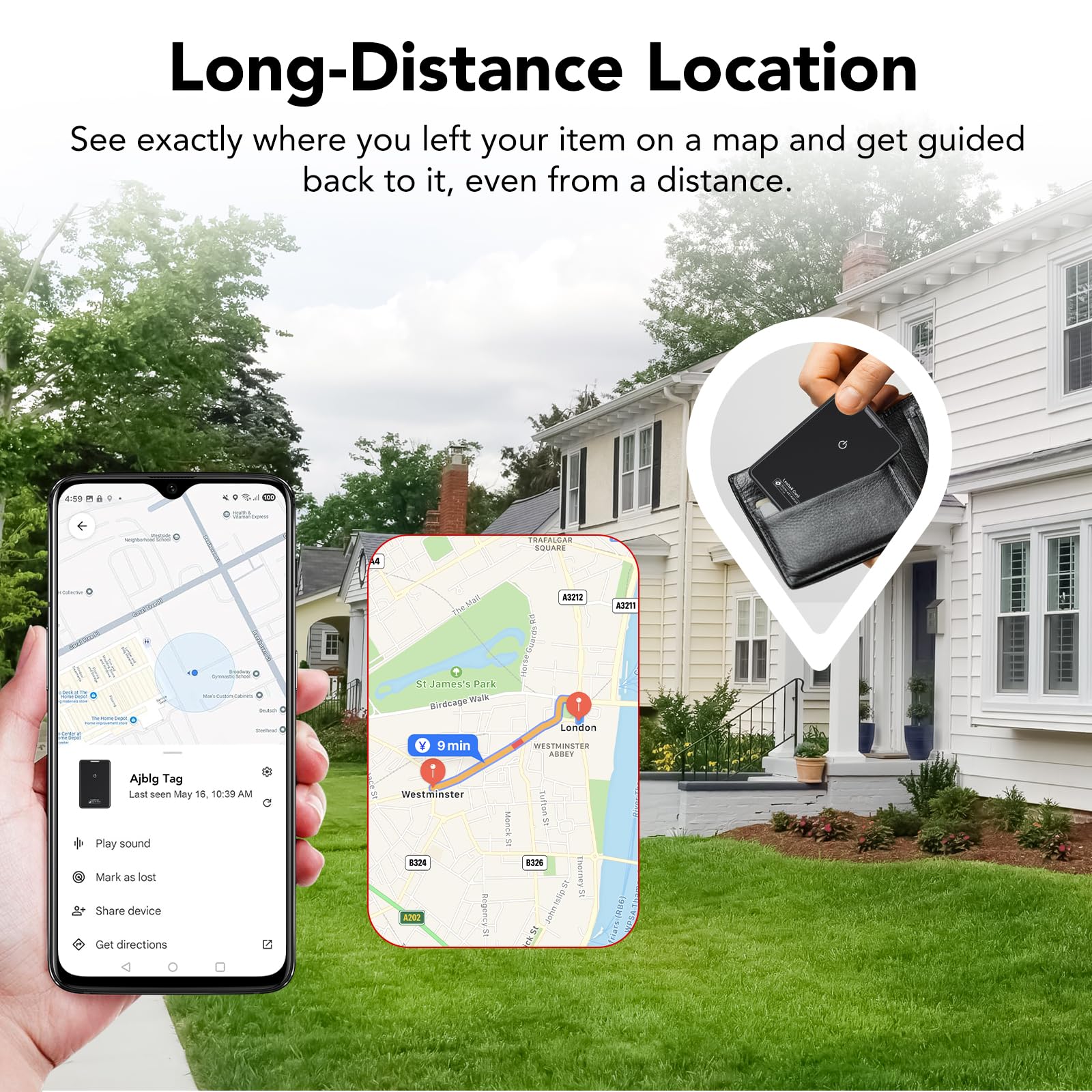 2 Pack Wallet Tracker Card for Android Bluetooth Tracker Work with Google Find Hub(Android Only), IP68 Waterproof, Item Finder for Bags, Keys, Passport — view 4