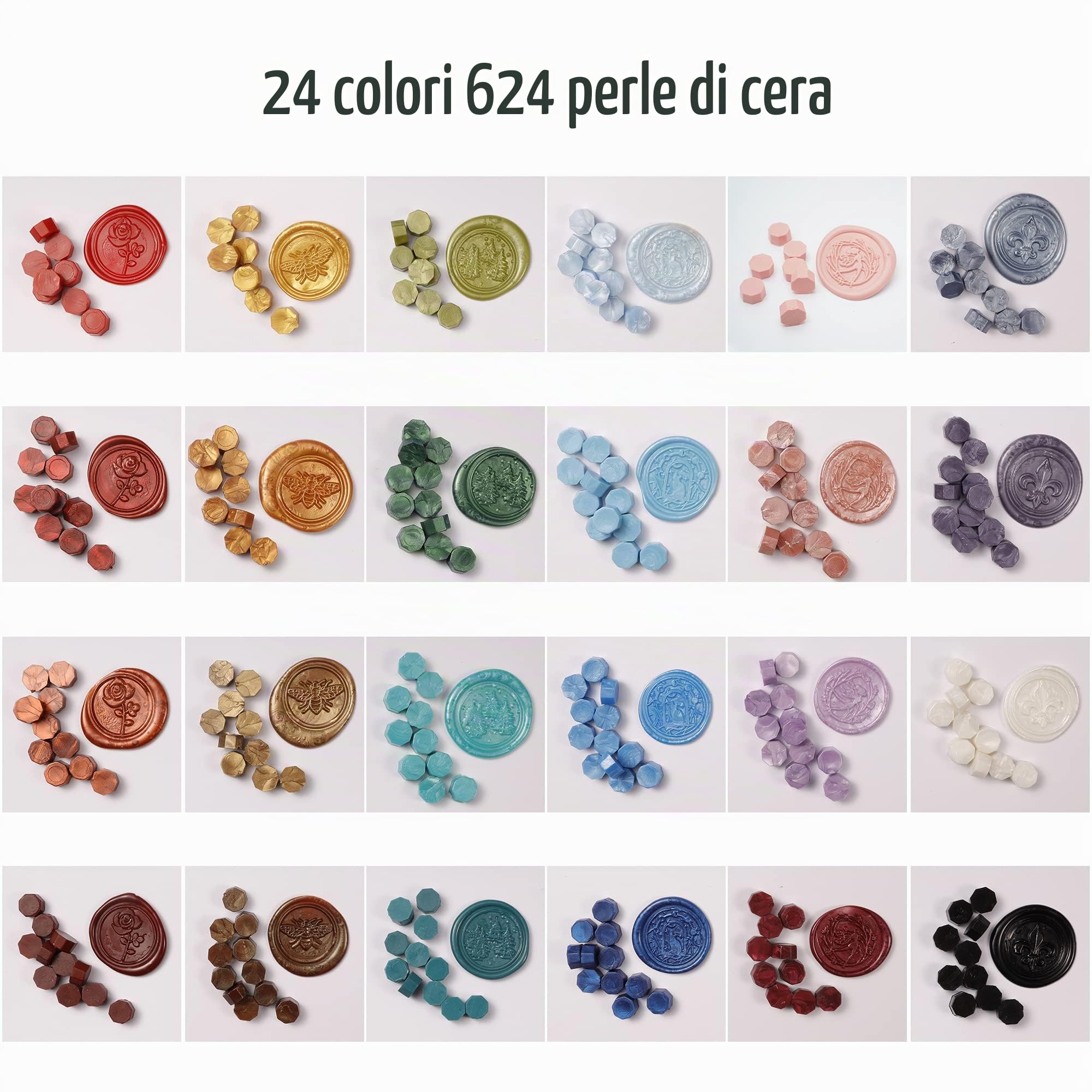 Sigillo Ceralacca Set, 630 Pezzi Perline Ceralacca Kit con Ape Timbro Sigillo e Scalda Per Decorare Buste, Partecipazioni di Nozze, Festival Cartoline (Api)