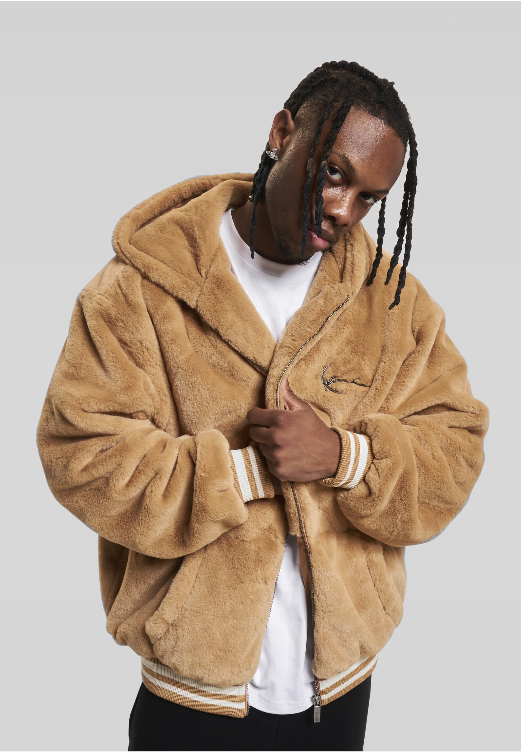 Karl Kani Unisex KU234-001-2 KK Metal Signature OS Fur Full Zip Hoodie