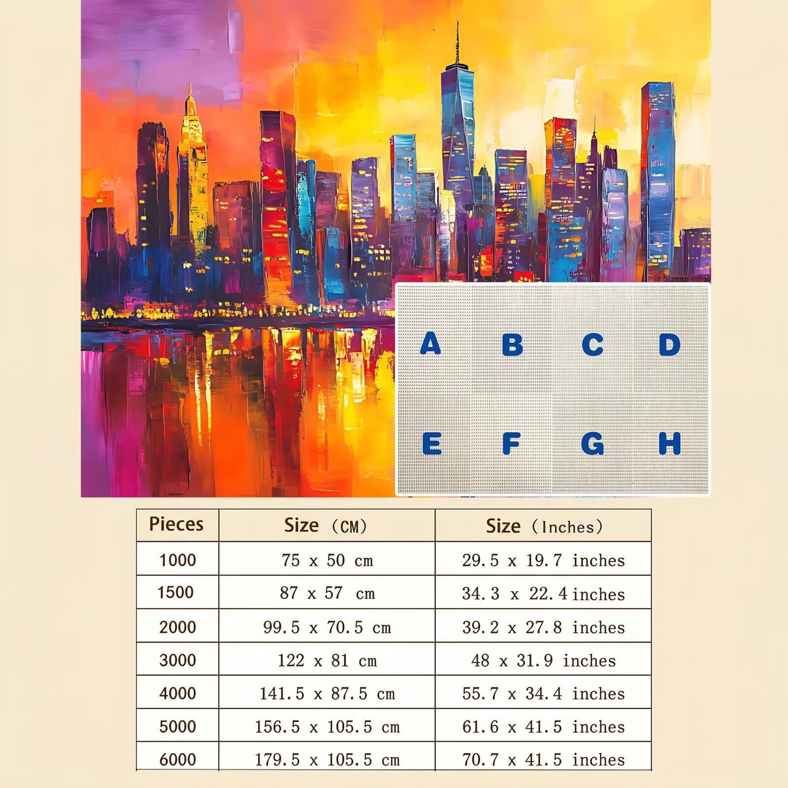 colore Città Puzzle 1000 Pezzi per Adulti, Puzzle in Legno - Collezione Classica con Poster Incluso - Sfida di Concentrazione e Passatempo Antistress, Gioco Educativo per Famiglia, 75 x 50 cm f0-23