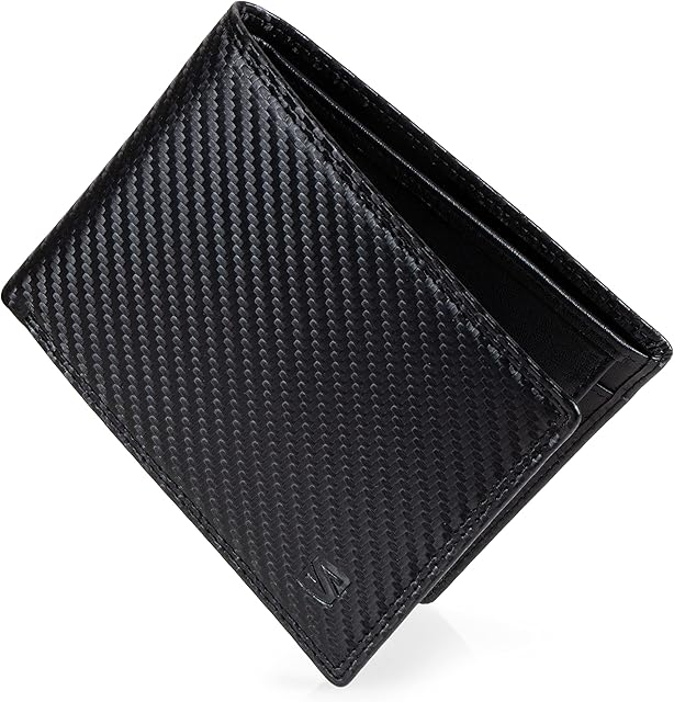 SERASAR Mens Leather Wallets [Carbon] Black - Wallet for Men Credit Card Holder Rfid Wallet Slim Wallet Gifts for Men Travel Wallet Boy Wallet Coin Purse Men Gift Unique Genuine Leather Wallet for Men