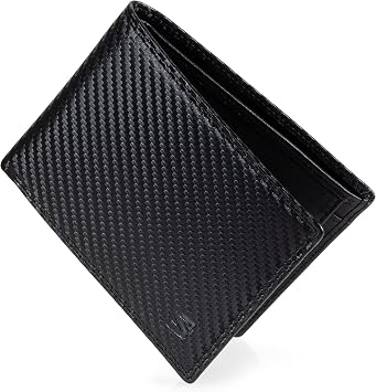 SERASAR | Premium Genuine Leather Wallet for Men in Carbon Optic Black | 9 Card Slots | RFID Protection | With Gift Box