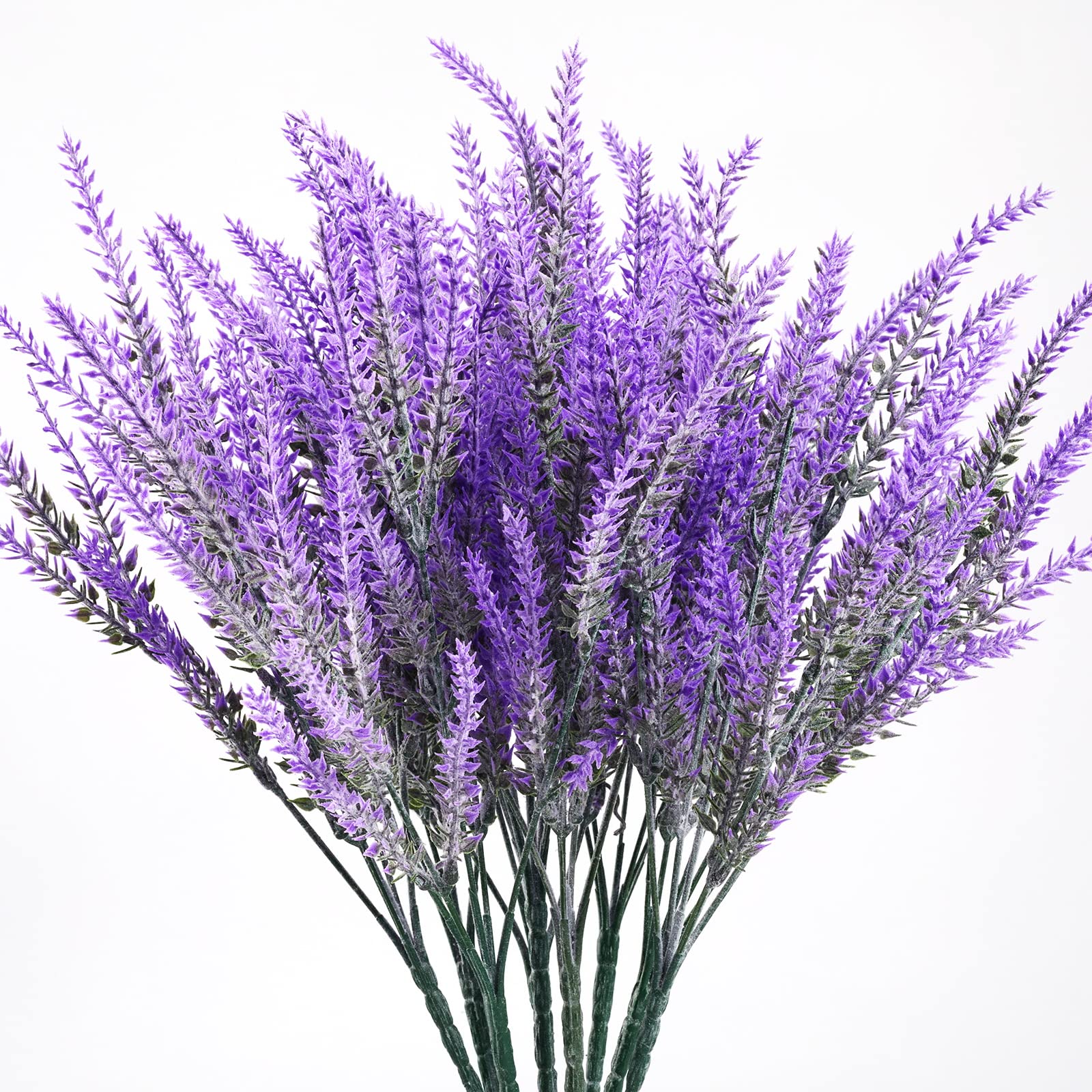 Photo 1 of 10 Bundles Artificial Flowers Lavender Fake Plants Faux Plastic Bouquet Purple Artificial Flocked Bundle Bouquet for Indoor Outdoor Home Kitchen Office Table Porch Vase Home Wedding Christmas Decor, 30 pieces of artificial pine ---2 items
