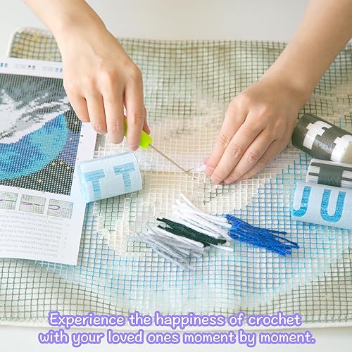 Miniatura 5 de LAPATAIN Kits de gancho de pestillo para funda de almohada de bricolaje, funda de cojín de costura, hecha a mano, ganchillo para gran familia, 17 x