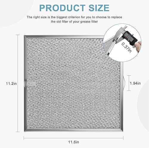 Miniatura 3 de 99010316 Filtro de grasa para campana extractora de 11 1/4 pulgadas x 11 3/4 pulgadas, compatible con estufa b-roan Nu-tone Ken-more para reemplazar