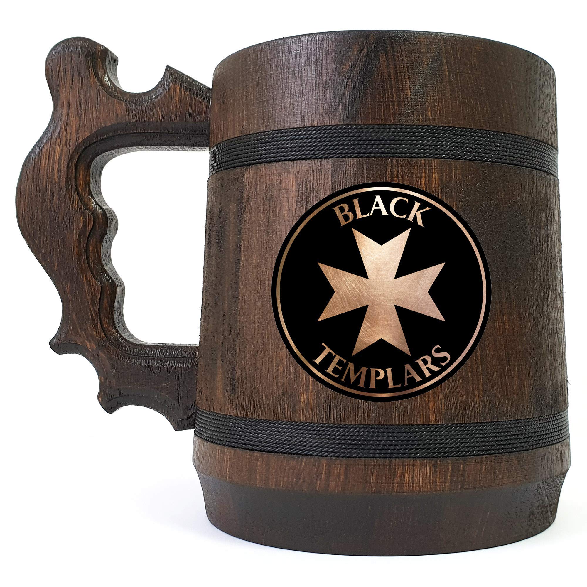 Black Templars (Space Marines) 40K Beer Mug, Personalized Stein, Wooden Tankard
