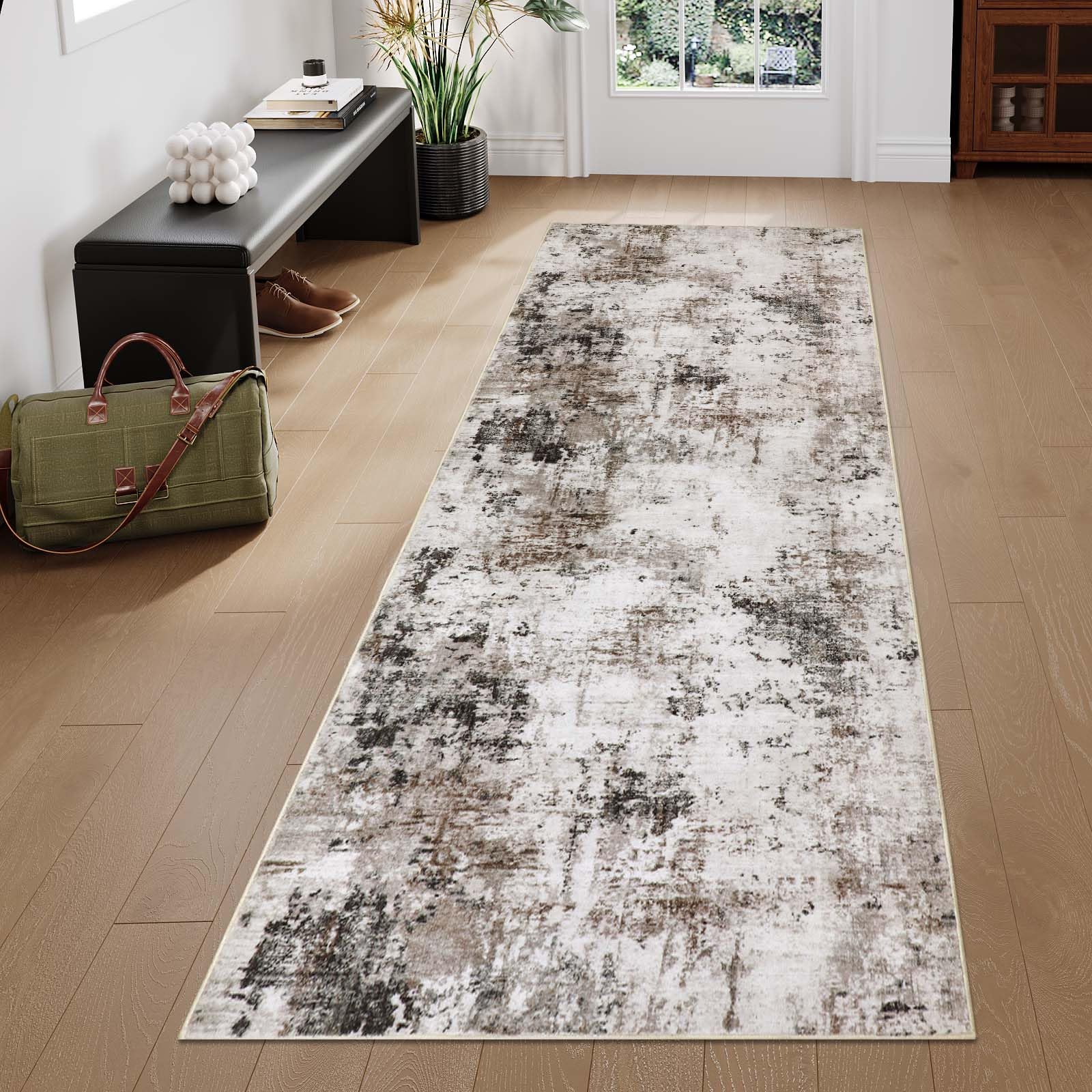 Homcomodar Großer Teppiche Wohnzimmer Abstrakter Teppich Waschbar Moderne Teppiche Weiche Kurzflor Teppich Drucke Teppich Schlafzimmer für Küche