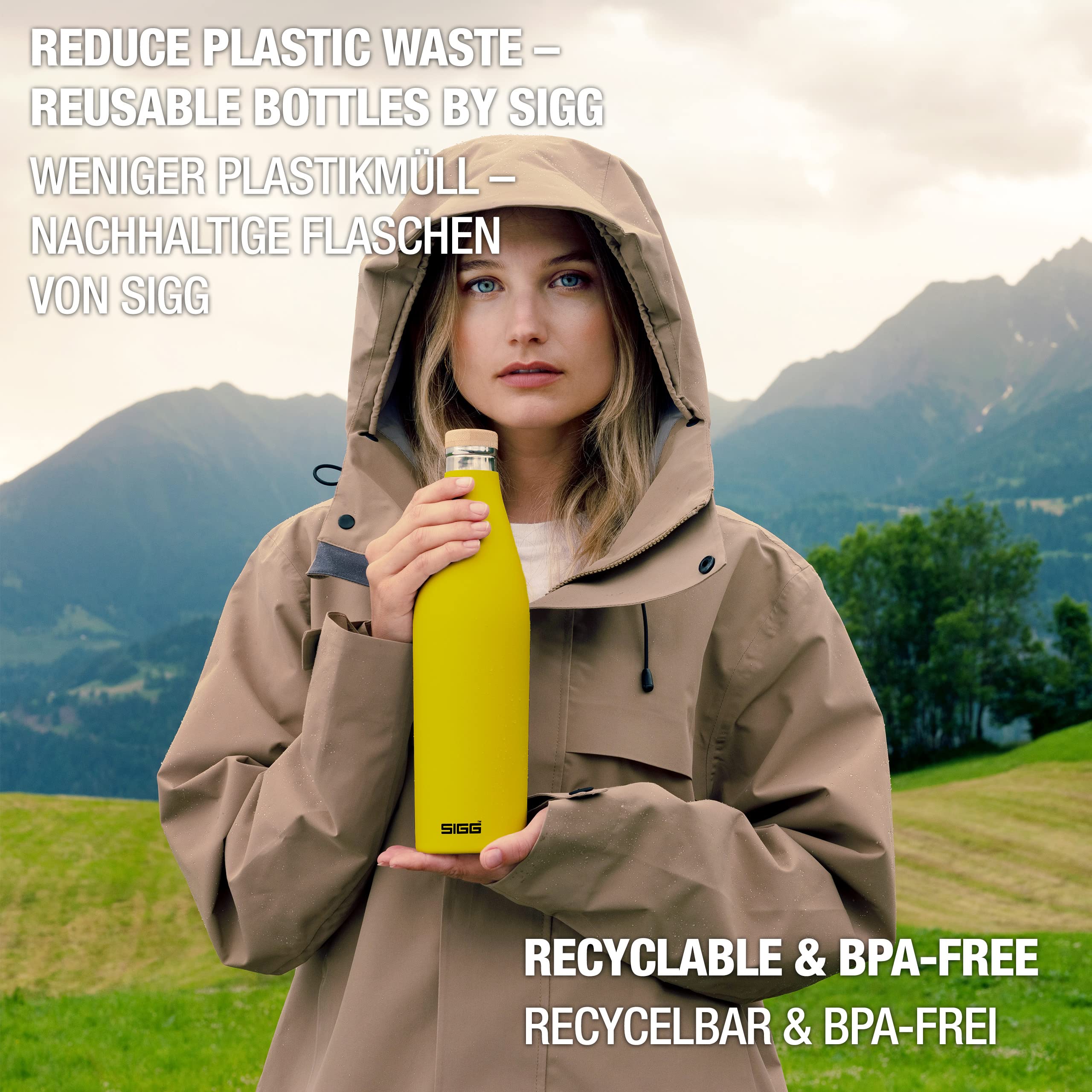 SIGG - Isolierte Trinkflasche - Meridian - Auslaufsicher - Extra schlank - BPA-frei - Plastikfrei - Doppelwandiger 18/8-Edelstahl - Bambus-Schraubverschluss - 0,5L / 0,7L