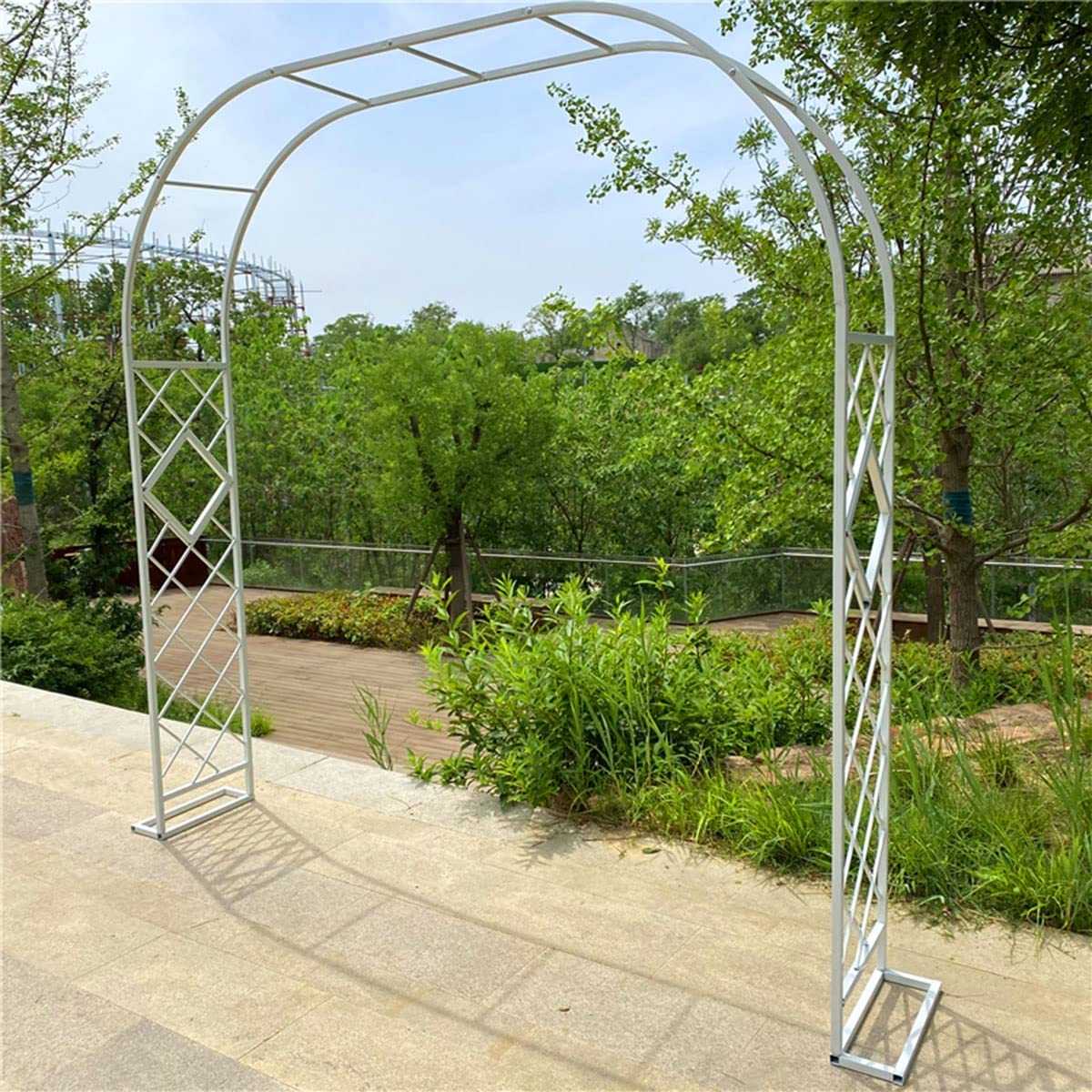 Arche de jardin robuste plaquée zinc – Treillis en métal pour plantes grimpantes – Disponible en tailles 140 x 230 cm 240 x 230 cm 280 x 230 cm – Parfait pour la décoration extérieure