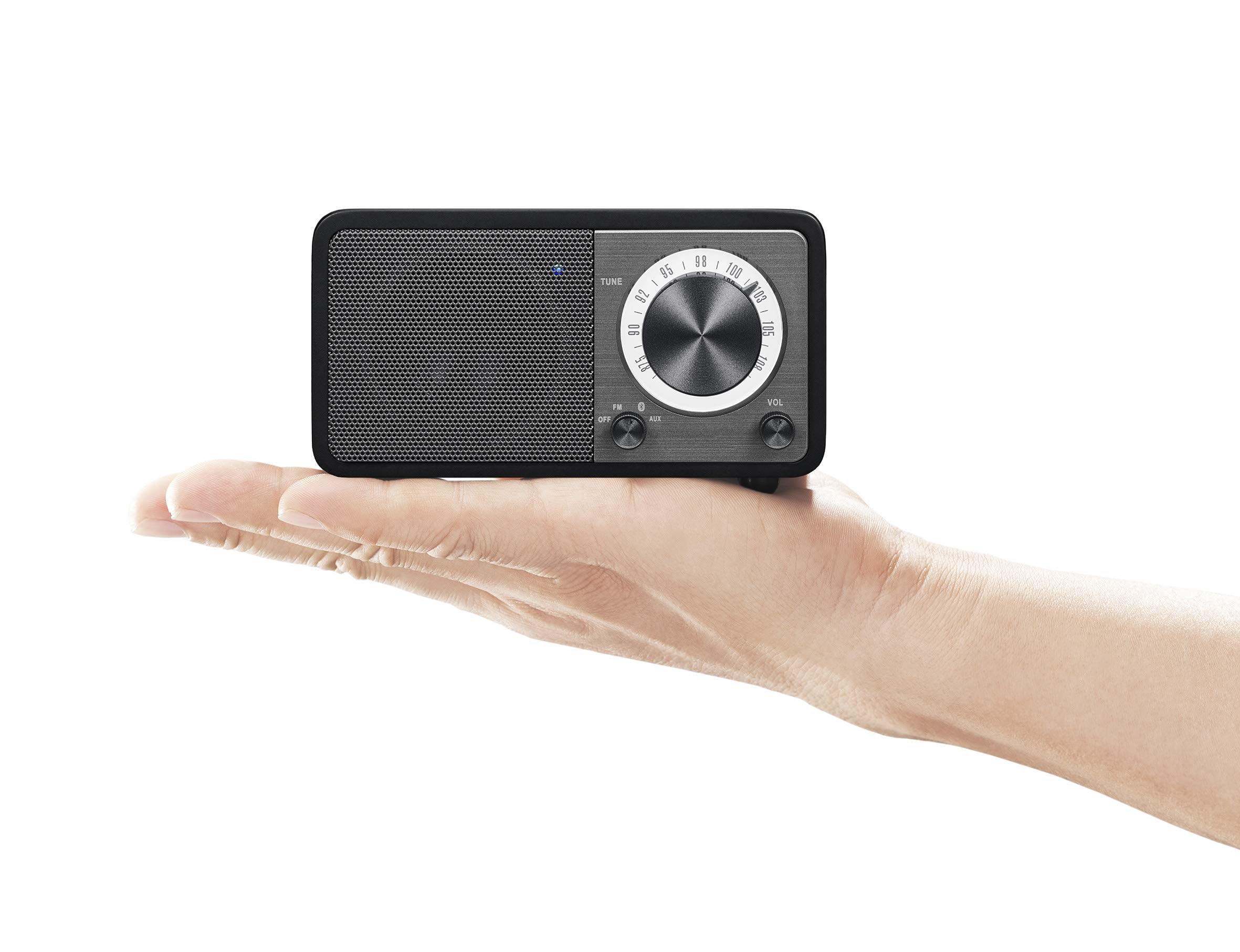 SANGEAN WR-7 – Kompaktes, tragbares Radio mit FM, Bluetooth, integriertem Akku, edlem Echtholz-Gehäuse, Matt-Schwarz