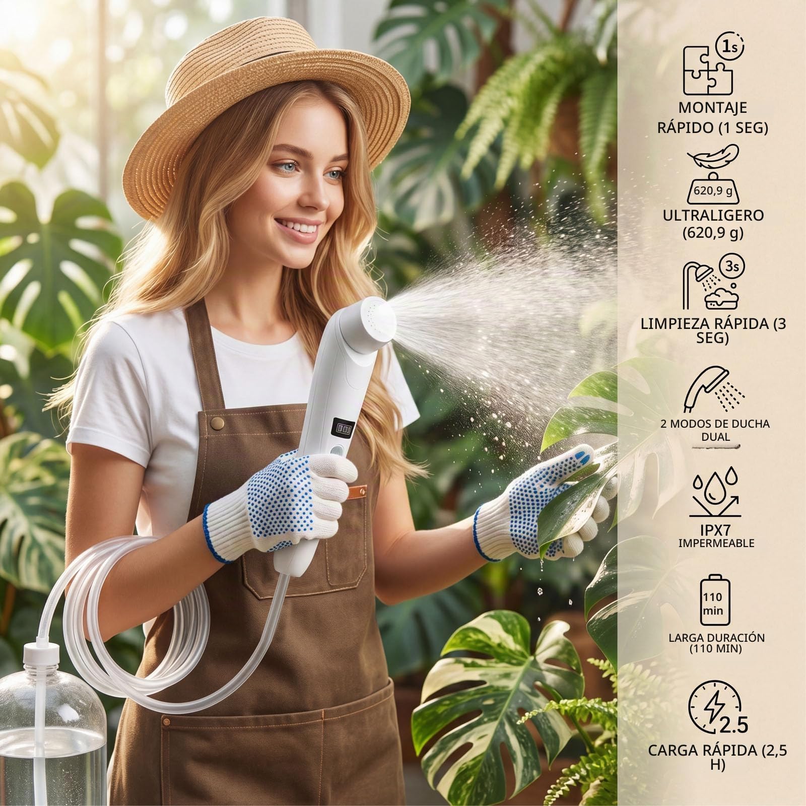 Ducha portátil al Aire Libre,Ducha eléctrica portátil,ipx6 Impermeable,Carga USB,compacta y Ligera,Adecuada para Acampar al Aire Libre,Ducha de Playa,Senderismo,baño para Mascotas