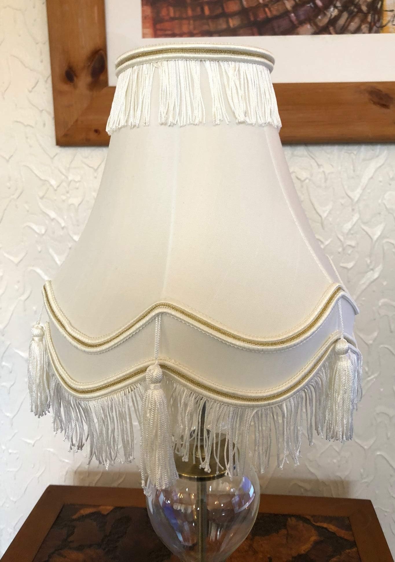10"Traditional Fully Lined Victorian Style Cream with Gold Trim Scallop Bell Table LAMP Shade
