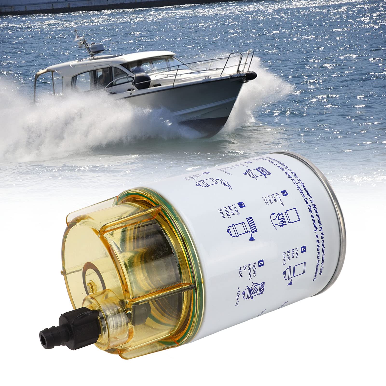 Séparateur d'eau de filtre à carburant, séparateur d'eau de carburant S3213 18‑7928 Filtre à carburant hors-bord pour moteur hors-bord marin de bateau