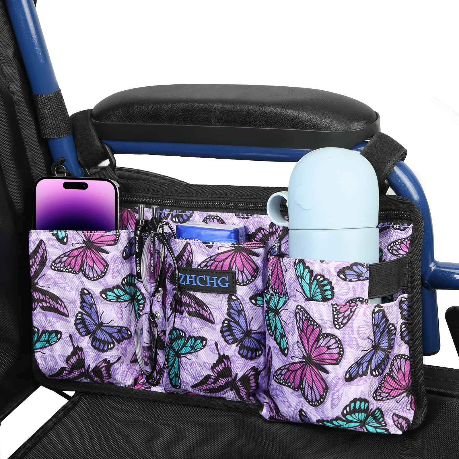 Bolsa lateral para silla de ruedas con portavasos, accesorios para reposabrazos de silla de ruedas para andador, andador, silla de ruedas para patinete eléctrico, regalo ideal para el día de la madre