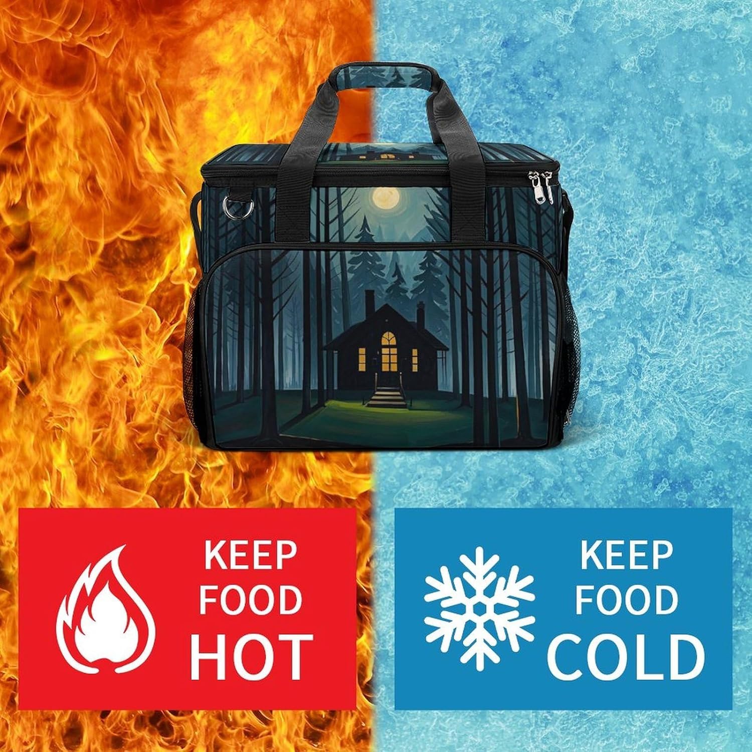 Insulated Picnic Backpack Tote Bag, Large Capacity 30L The Black Hut Cooler Bag Leakproof Beach Bags Portable Lunch Box Waterproof Picnic Basket for Beach Camping BBQ